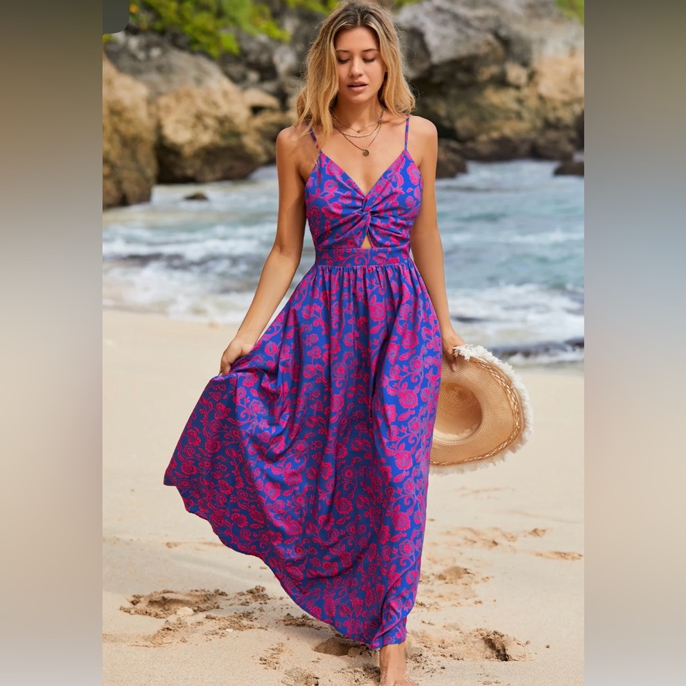 Cupshe Knotted Vneck Maxi Dress, XS (fits up to a Medium)